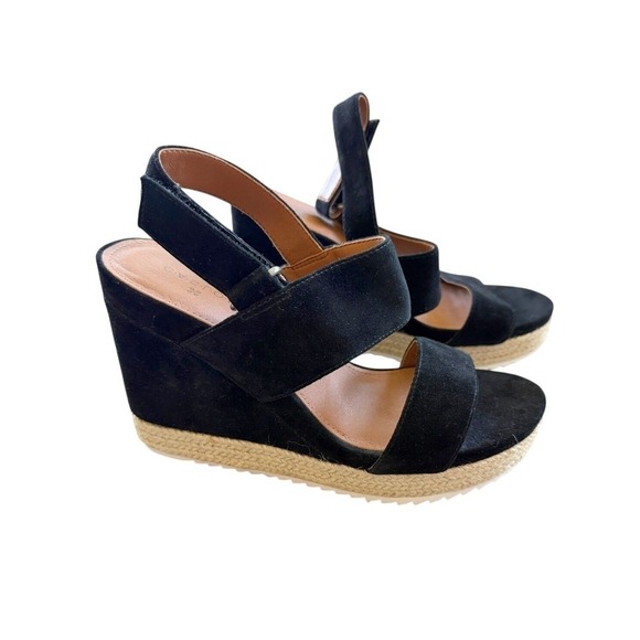 Caslon Shoes - Caslon Jillien Black Suede Espadrille Wedge Sandals Womens Size 6 NEW Vacation